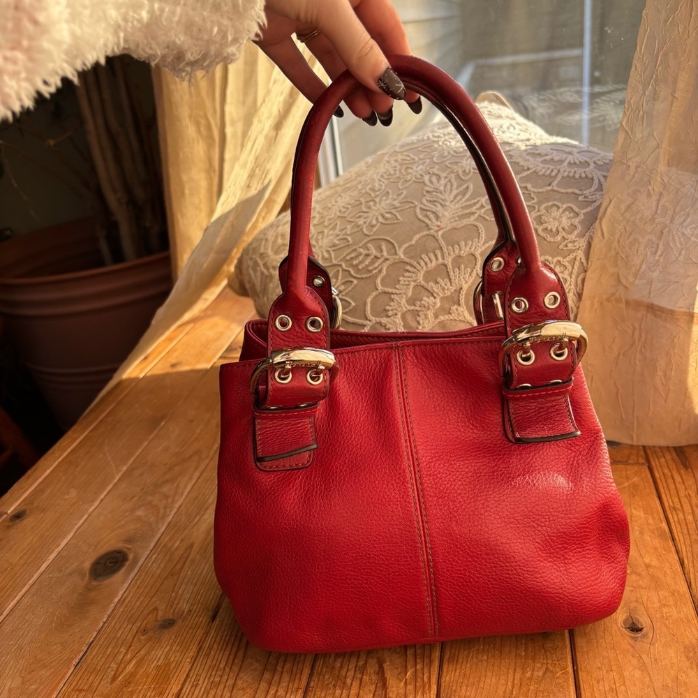 Tignanello Red Leather Handbag - Picture 1 of 8